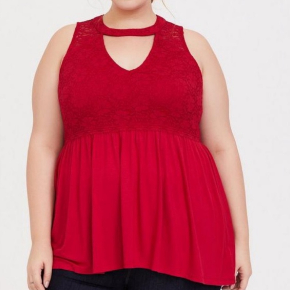 Torrid Red Lace Super Soft Top